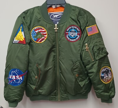 US Air Force Green Kids Top Gun Bomber Jacket Youth Large