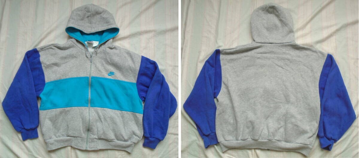 Vintage 80s 90s NIKE Spell Out Swoosh Color Block Full Zip Hoodie