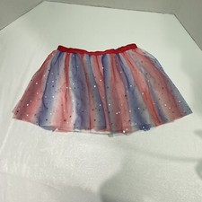 Dance Skirt Girl  s Sz XL 14-16 Plus Red White Blue Tulle Ballet Tutu Shiny Stars