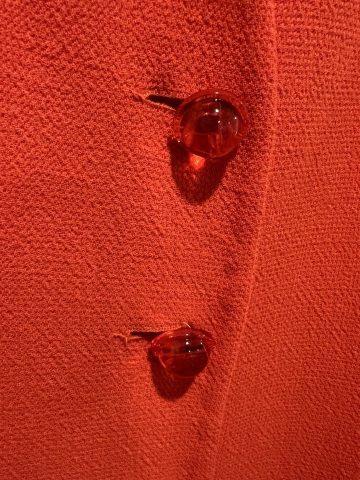 Blazer Chaqueta Naranja Vintage Gloria Sachs Sin Cuello Decorativo Acrílico Botones 8 Foto 4 de 4