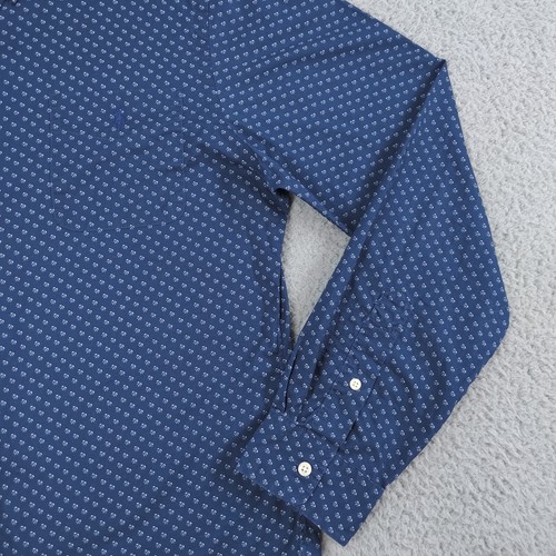Ralph Lauren Shirt Mens Large Blue All Over Print Slim Fit Pony Logo Button Down - Picture 20 of 24