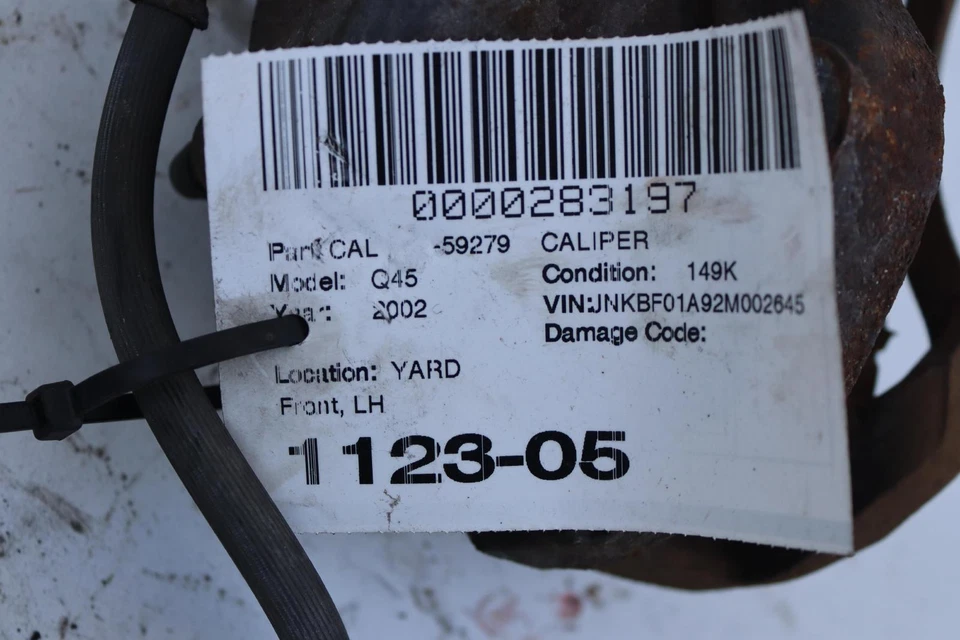 Pinza de freno delantera izquierda Infiniti Q45 M45 2002 con manguera OEM Foto 3 de 3