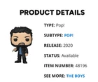Funko POP! Television The Boys Billy Butcher Vinylg Figure, The Boys Funko Pop