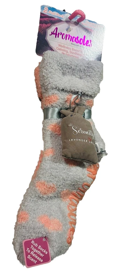 Aromasoles 2/Pairs Women’s Lavender Infused Wellness Slipper Socks OSFM - Image 2 of 4