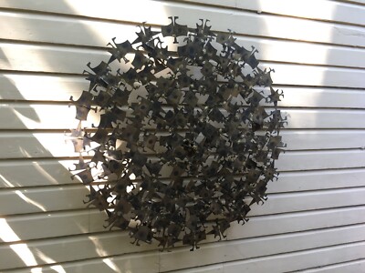 Marc Creates 40  Diameter  Dorado   Mid Century Brutalist Metal Wall Sculpture