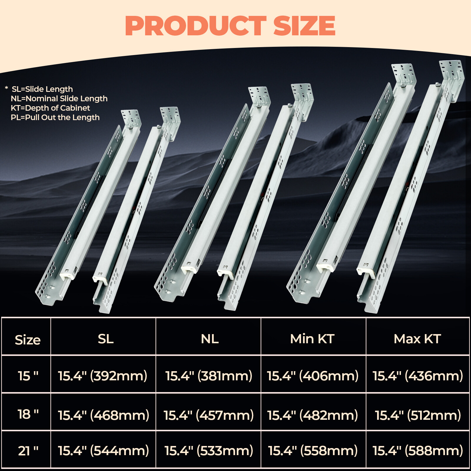 Soft Close Drawer Slides 8 Pairs, 15 Inch Drawer Slides Bottom Mount Hidden