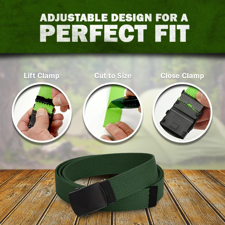 Hold’Em Military Canvas Webbing Belts for MEN’S–Black Buckle – Universal Heavy D - Image 3 of 4