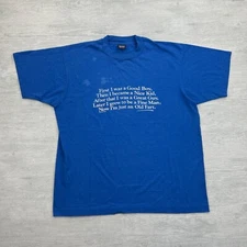 Vintage Old Fart Joke Shirt Adult XL Blue Good Boy Nice Kid Great Guy Funny