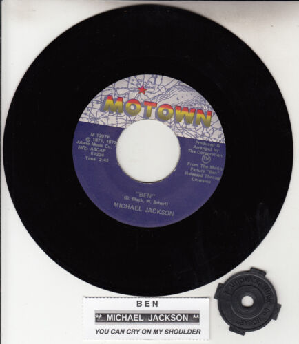 MICHAEL JACKSON  Ben 7" 45 rpm vinyl record + juke box title strip - Imagen 1 de 3