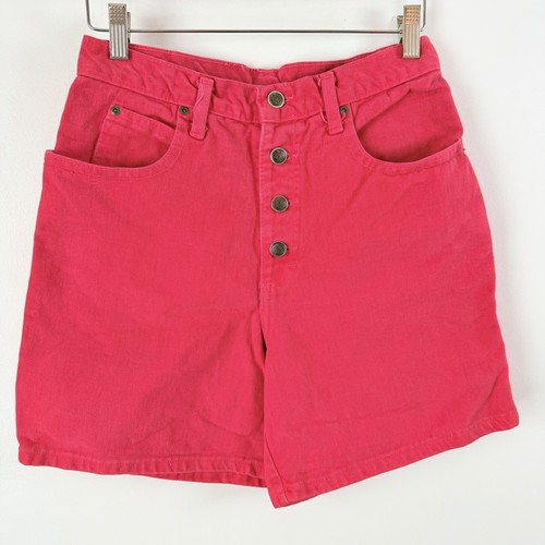 Vintage red denim High Waisted Shorts Button Fly 90s Zena 28