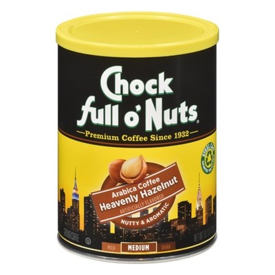 Chock Full o Nuts Heavenly Hazelnut Ground Coffee 10.2 Oz. Can   Arabica Coffe