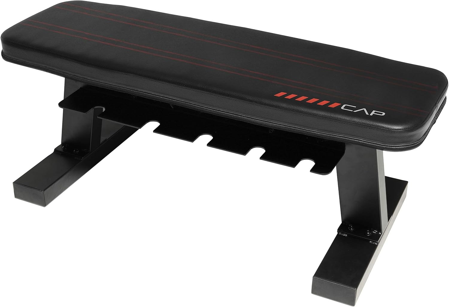 Black Flat Bench with Dumbbell Storage - Perfect for Home Gym Workouts