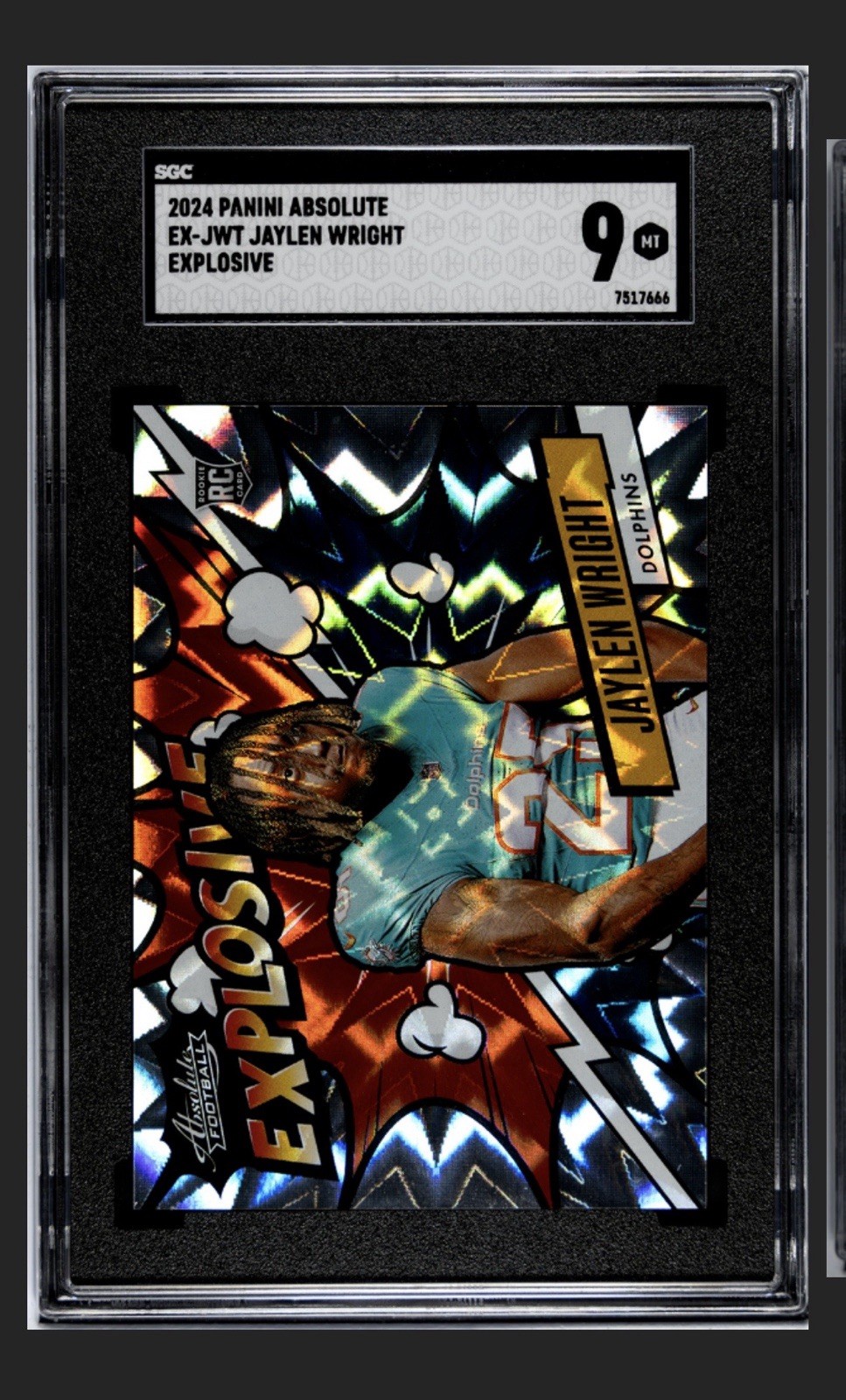 JAYLEN WRIGHT 2024 ABSOLUTE EXPLOSIVE ROOKIE DOLPHINS SGC 9 Graded