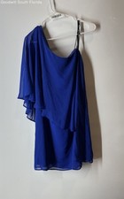 Vince Camuto Womens Royal Blue One Shoulder Chiffon Mini Dress Size 6