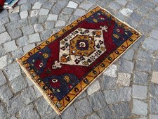 Doormats,Turkish handmade rug,Vintage wool rugs, Bohemian small rug 1,8 x 3,0 ft