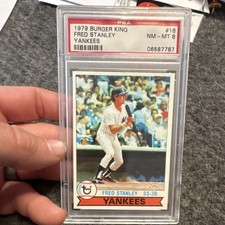 Topps 1979 Burger King Restaurant Yankees Fred Stanley #16 PSA 8 Baseball