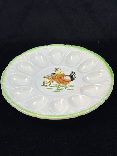 Vintage Chicken Deviled Egg Tray Platter Plate - Picture 5 of 6