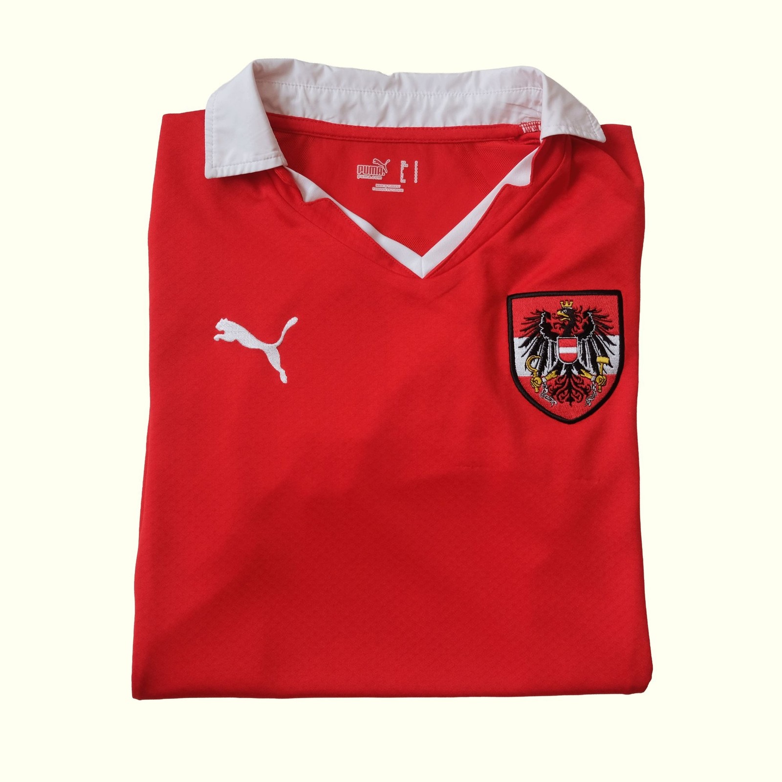 PUMA VTG 00s AUSTRIA INTERNATIONAL SOCCER CREST LOGO RED ACTIVE JERSEY 2008 SZ S