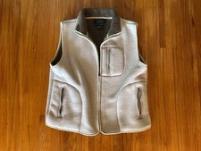 Coaco New York Beige Fleece Vest WOMENS Zippered Pockets  Sherpa Lining Sz L