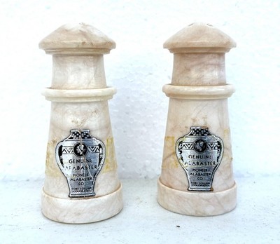 Vintage  Alabaster Salt & Pepper Shaker Set