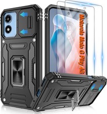 Motorola Moto G Play 2024 Case with 2 Pack HD Screen Protector Slide Camera