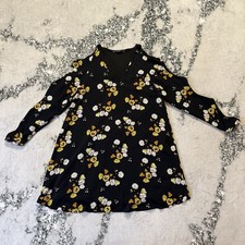 Zara Dress Womens Size S Black Autumn Floral Print Cold Shoulder Arm Detail