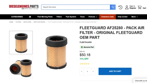 Fleetguard AF25280 (WP28) PACK AIR FILTER - Original FLEETGUARD OEM part NEW
