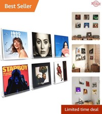 Floating Vinyl Record Shelves, 12-Inch Acrylic Holders - 6 Pack for Decor