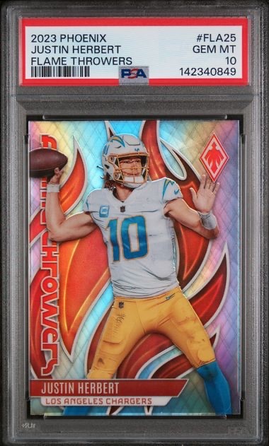 Justin Herbert 2023 Panini Phoenix Flame Throwers PSA 10 #FLA-25