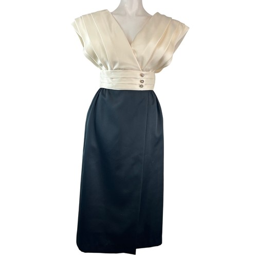 Vintage Vivienne by Dessy NY 1980s Cocktail DressCream/black size 8