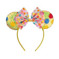 Mouse Ears Headband Hair Bow, Chiffon Dots Festival Party Headwear Teen Girl