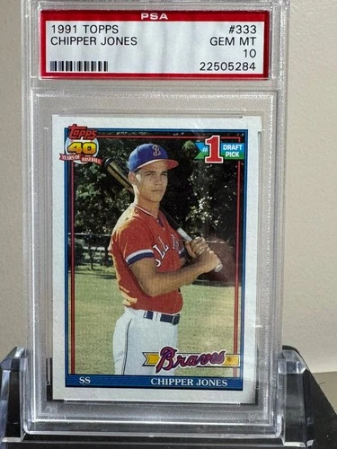 1991 Topps #333 CHIPPER JONES Rookie RC - PSA 10