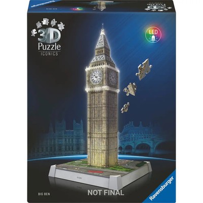 Ravensburger 3D Puzzle Iconics: 12008025 Big Ben - mit Licht - Das berühmte Wahr