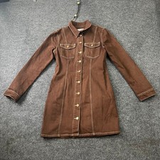 REFORMATION JEANS Newman Denim Mini Dress Women's Size 8 Brown