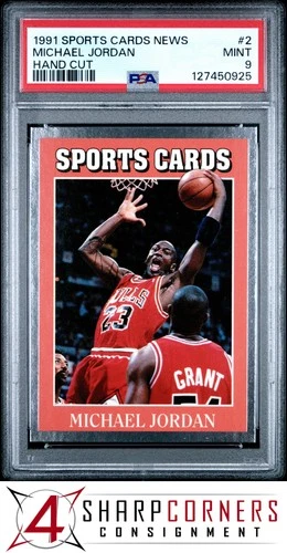 1991 ALLAN KAYE'S SPORTS CARDS NEWS MAGAZINE HAND CUT #2 MICHAEL JORDAN PSA 9