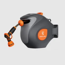 Giraffe Tools Retractable Garden Hose Reel 1/2in-100ft Wall-Mounted 180° Swivel