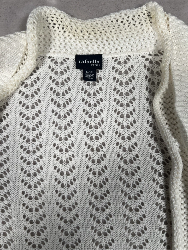 Suéter Rafaella Mujer Grande Mezcla de Lana Crema Marfil Frente Abierto Cárdigan Acogedor Foto 4 de 4