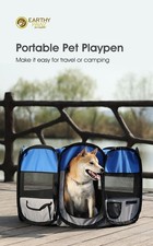 Foldable  Portable Black/Blue Pop-Up Octagon Pet Playpen With Zipper Top