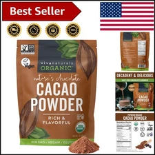 Pure Organic Cacao Powder 16oz - Rich Dark Chocolate Flavor,  & Gluten-Free
