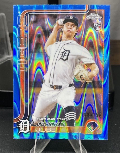 Jackson Jobe 2025 Topps Chrome Baseball Blue RayWave /150 Rookie #249
