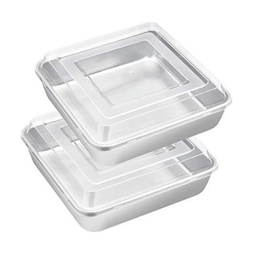 8 X 8 Inch Baking Pan With Lid Square Cake Brownie Baking 2 Pans 2 8-x-8-inch-baking-pan-with-lid-square-cake-brownie-baking-2-pans-2