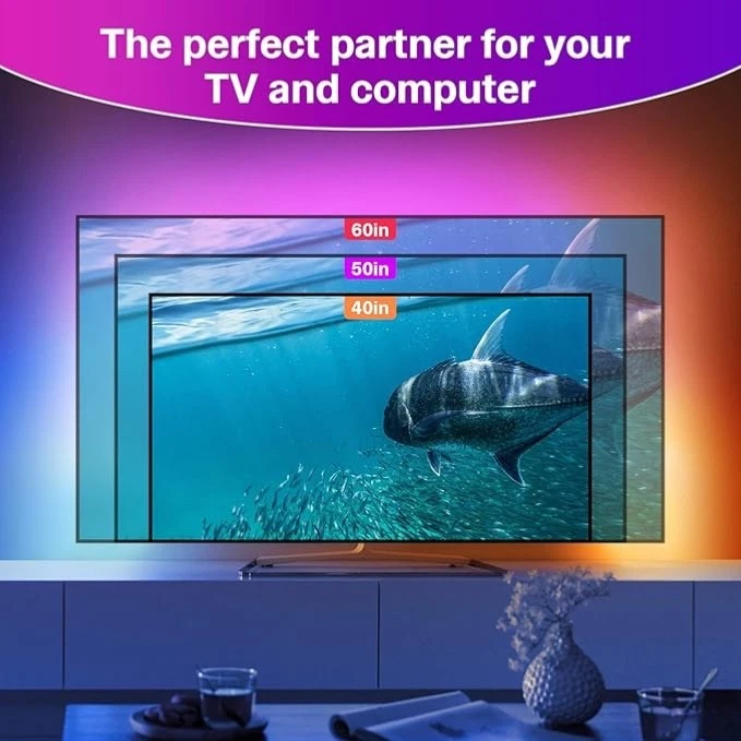 LED Streifen 2m Steuerbar via App USB LED TV Hintergrundbeleuchtung Sync - Bild 4 von 4