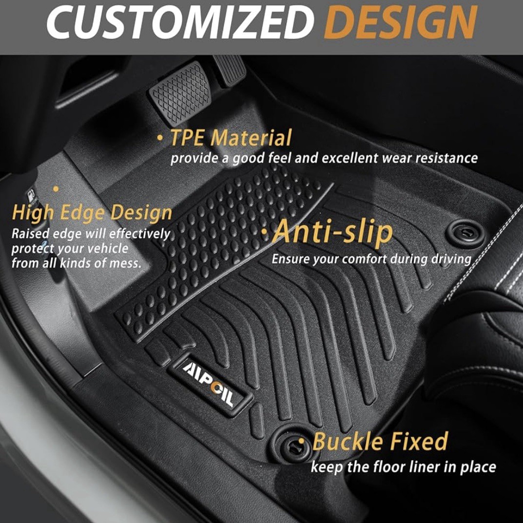 Custom Fit All-Weather Floor Mats For 2025 Toyota 4Runner (5-Seat Only) – TPE Front, Rear, Trunk Liner 4-Piece Set