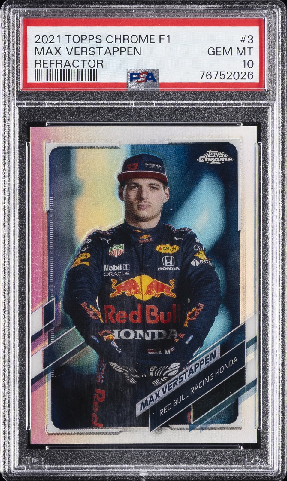 2021 TOPPS CHROME FORMULA 1 REFRACTOR #3 MAX VERSTAPPEN PSA 10