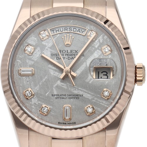 ROLEX Day-Date 36 Watch with 10 Diamonds and Meteorite 118235A (Random) 18K ...