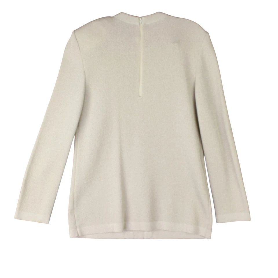 VTG CASTLEBERRY Knit Skirt Suit Sz 10 Ivory Sweater 2 Piece Old Money Pleated 10 - Image 4 of 4