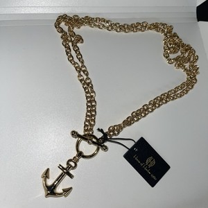 Authentic HOUSE OF HARLOW 23” 24k Gold Plated Anchor Toggle Necklace NWT $150