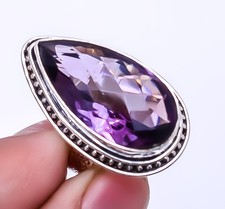 Purple Amethyst 925 Sterling Silver Handmade Ring S.6 R926811672, Christmas Gift