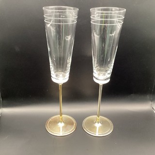 Kate Spade New York Darling Point Mr Mrs Champagne Flute Pair Silverplate CV#939