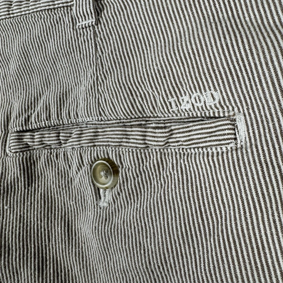 Izod Linen Blend Seersucker Shorts Men’s 34 Luxury Sports Tan White Flat Front - Image 3 of 4